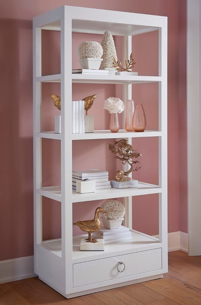 Etagere - White Lacquered Grasscloth