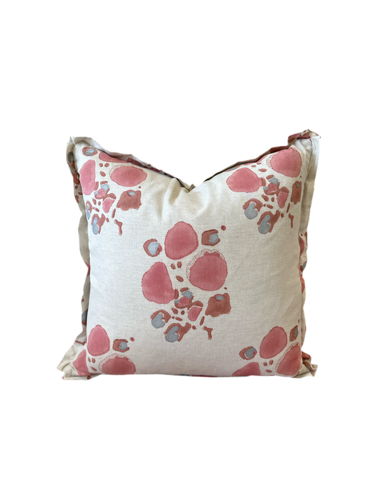 Pillow - Hand Blocked Pink Paint Pattern Linen 2 available