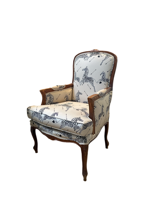 Arm Chair - Vintage with New Zebra Fabric