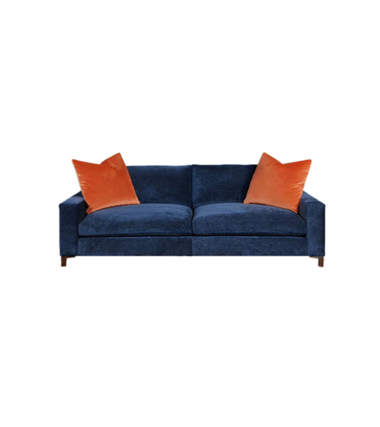 Sofa - Navy Velvet with Wood Legs