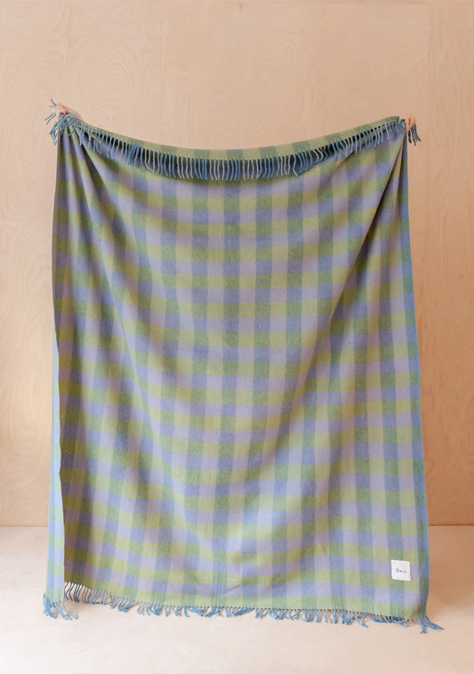 Wool Blanket - Blue and Green Gingham