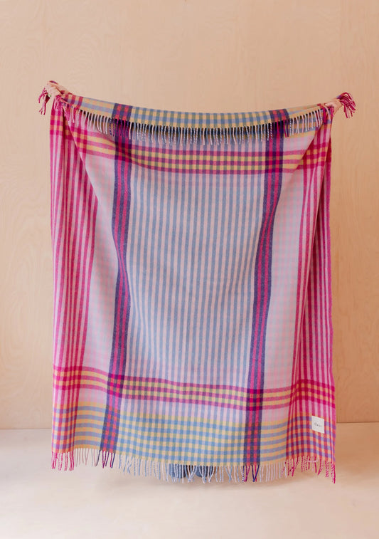 Wool Blanket - Pink Micro Gingham