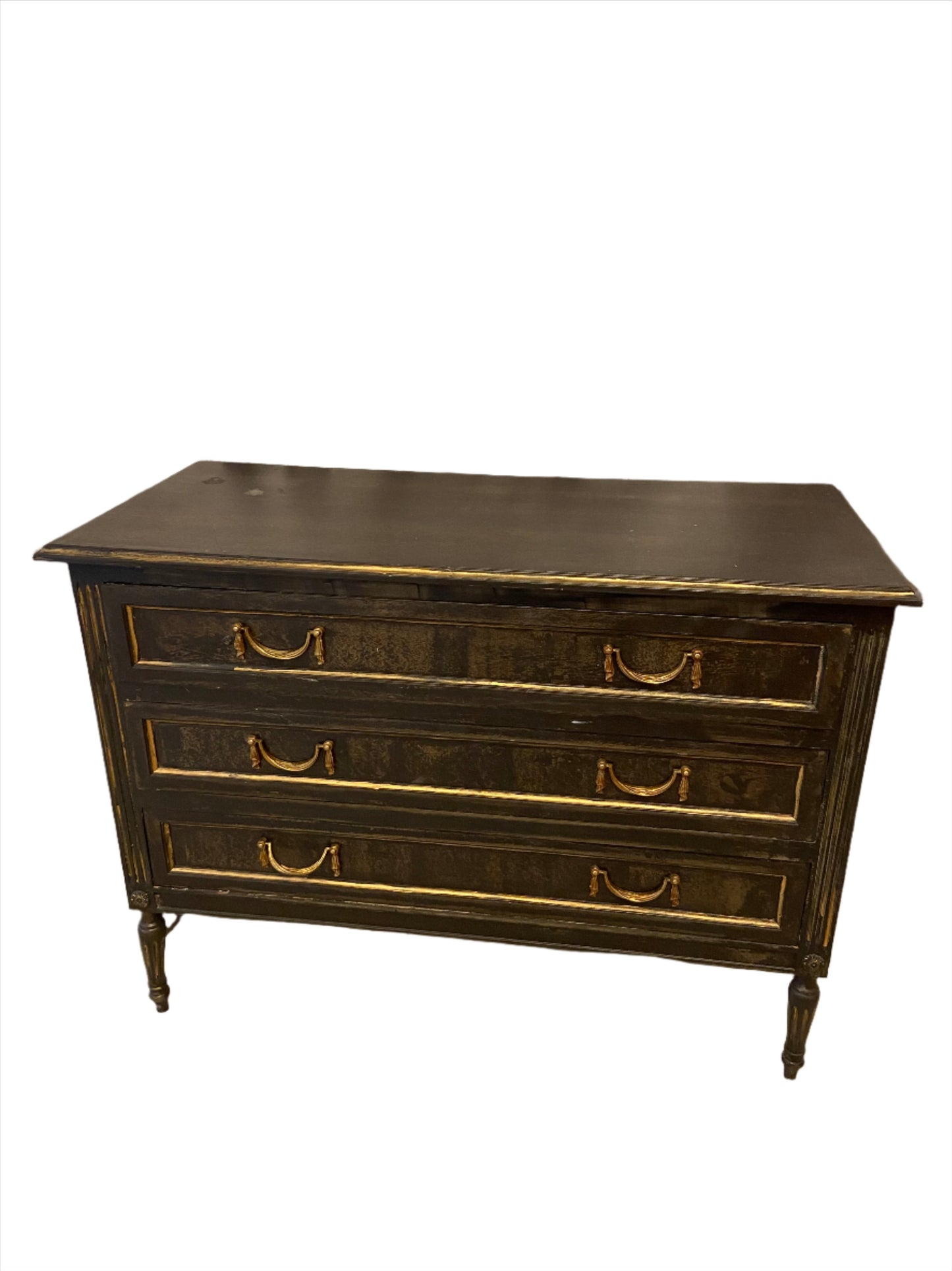 Commode - Vintage Black French Empire Style Chest
39.5”w x 18”d
29”h