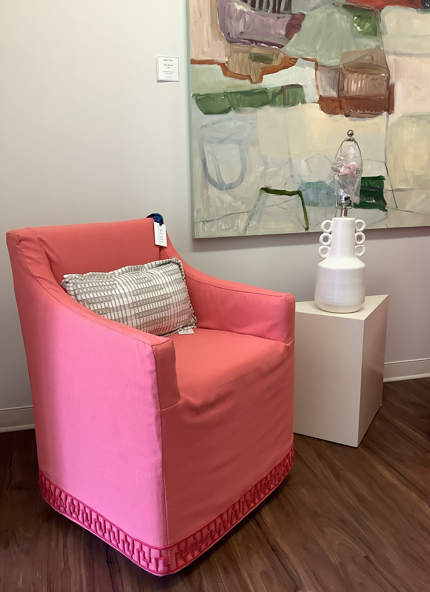 Arm Chair - Coral Slipcovered Casters