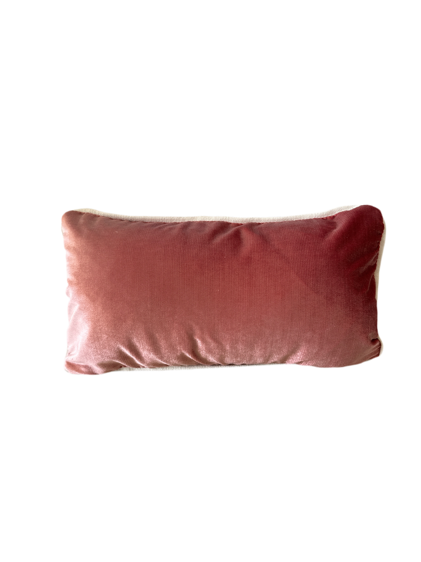 Lumbar Pillow - Pink Velvet with White Trim