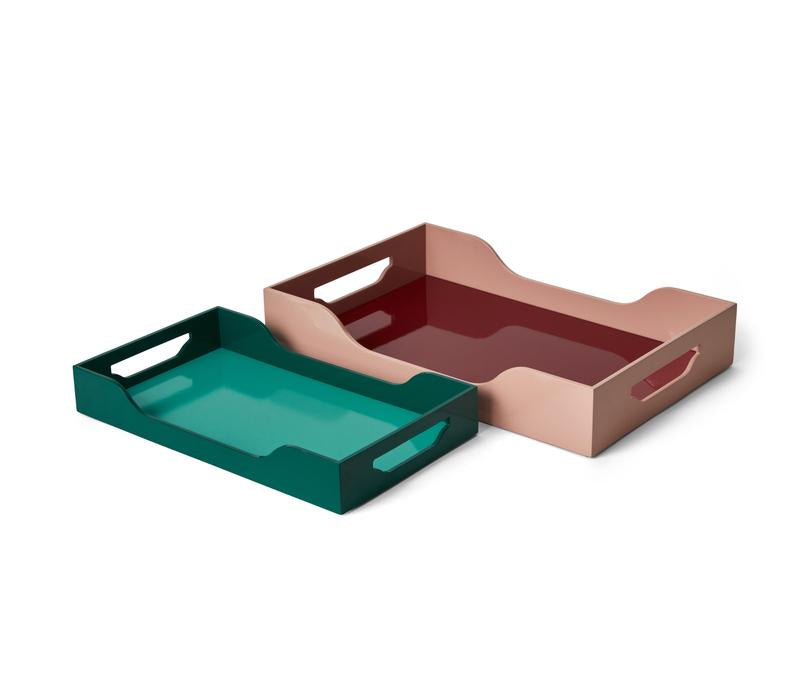 Tray - Lacquered Maroon/Pink L