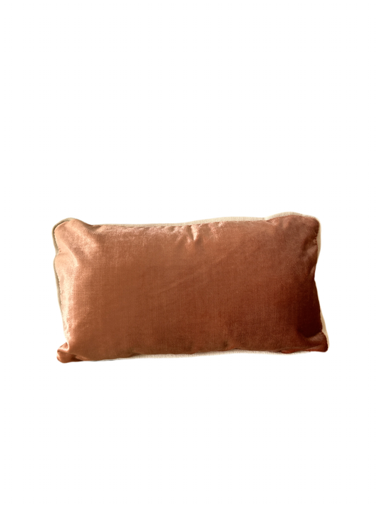 Lumbar Pillow - Rosewood Velvet with White Trim