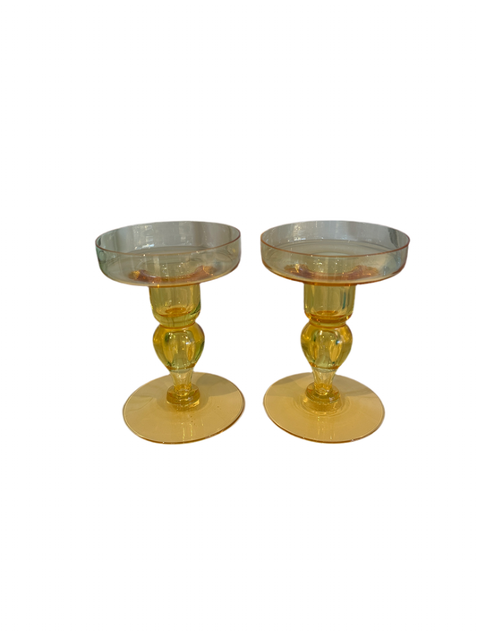 Candlesticks - Pair Tiffin Golden Banana