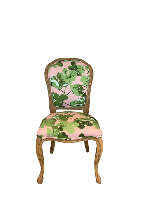 Side Chair - Vintage with Fiddle Fig Leaf Linen