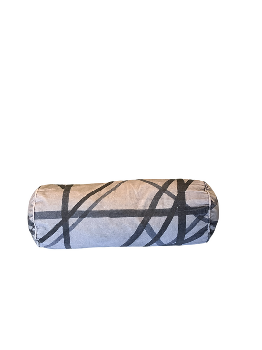 Bolster Pillow - Abstract Lines Slate Blue Velvet 4 available