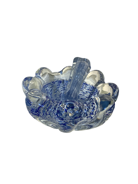 Dish - Antique Murano Blue Strie with Mortar