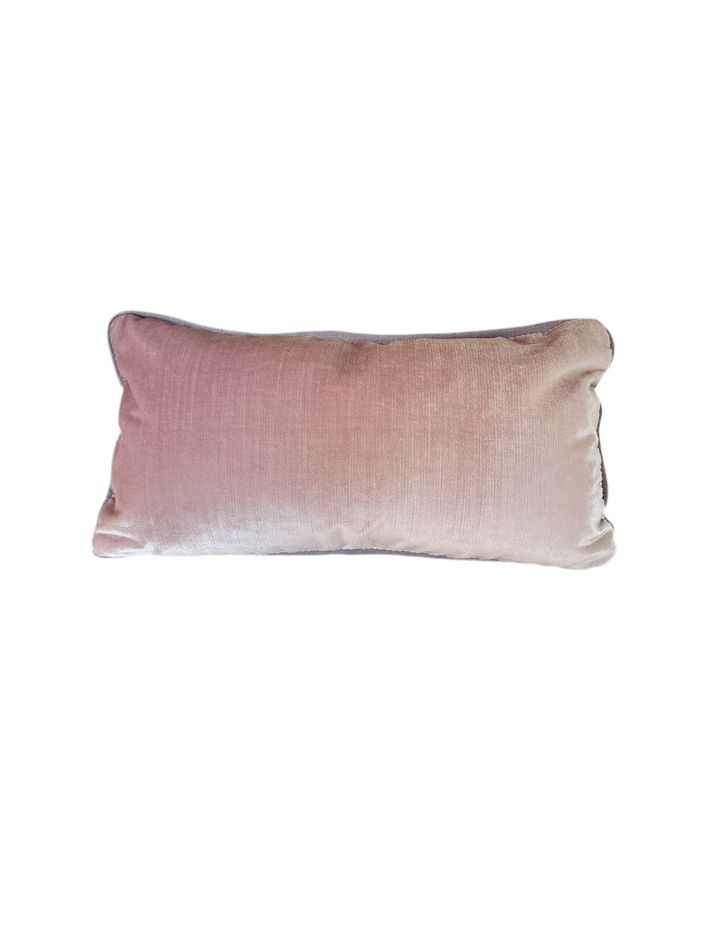 Lumbar Pillow - Pink Velvet with Lavender Trim