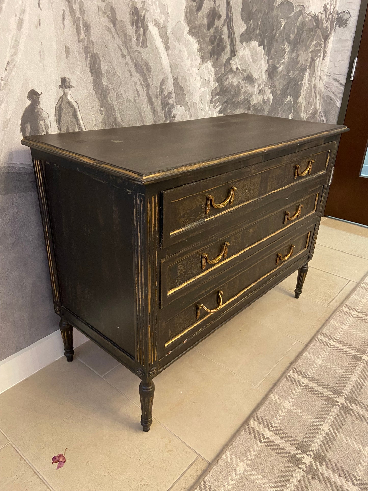 Commode - Vintage Black French Empire Style Chest