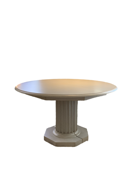 Dining Table - White Round to Oval Extension with Pedestal Base