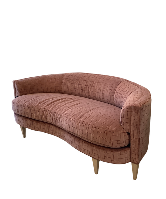 Loveseat -  Pink Cut Velvet Curved