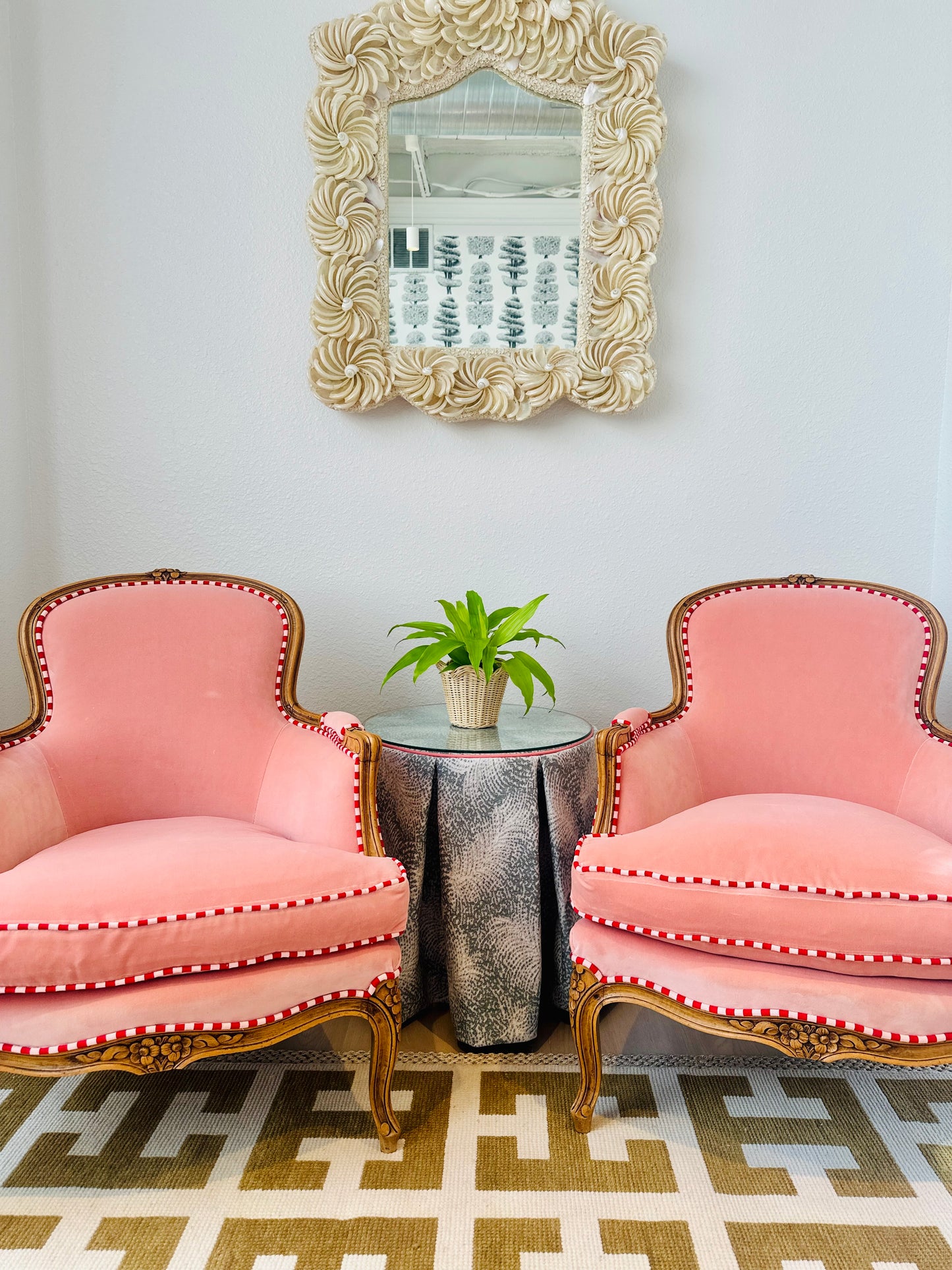 Arm Chairs - Vintage with New Pink Velvet pair