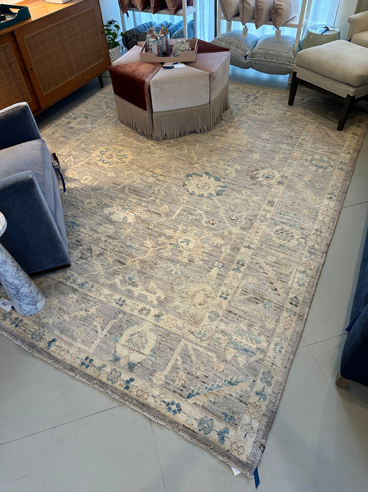 Blue/Lilac Wool Oushak Rug | 8'2" x 9'9"
