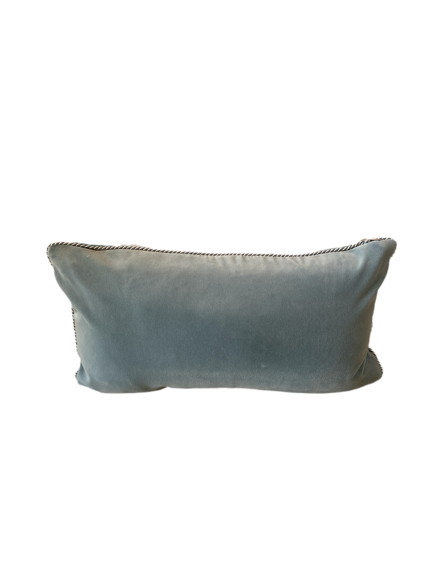 Lumbar Pillow - Blue Velvet with Blue Trim