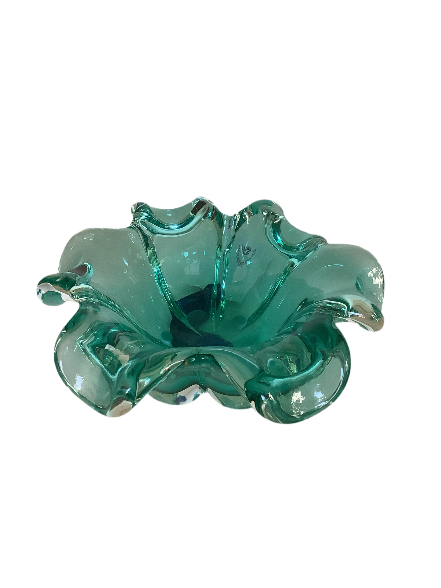 Dish - Antique Murano Lt. Turquoise Ruffled