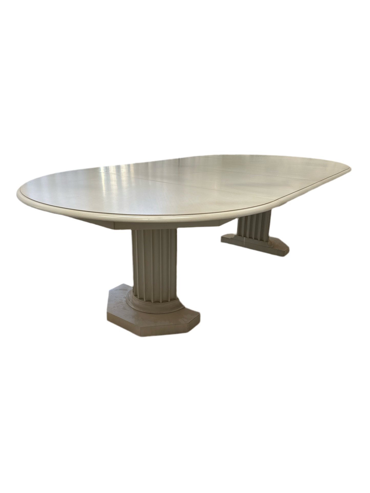 Dining Table - White Round to Oval Extension with Pedestal Base