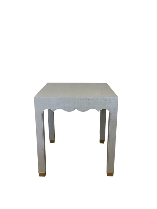 Side Table - Blue Raffia Scalloped