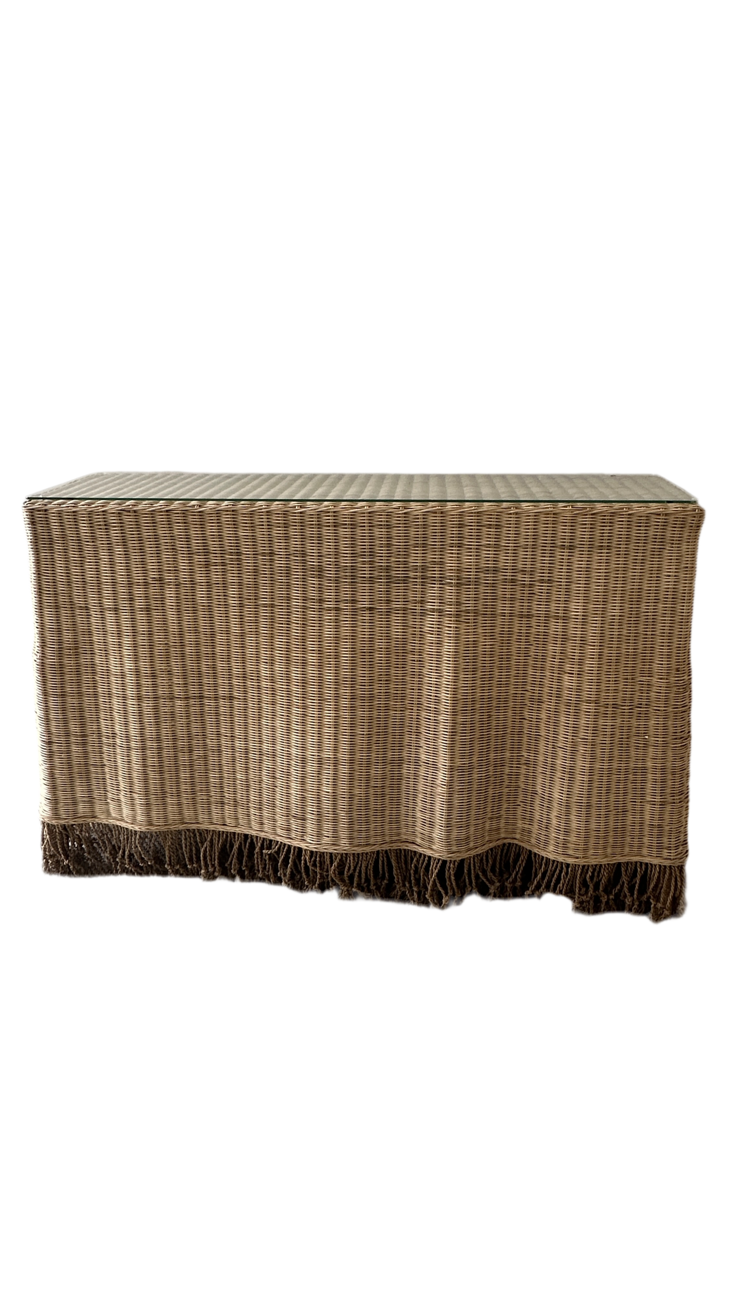 Console - Sisal Table with Glass Top