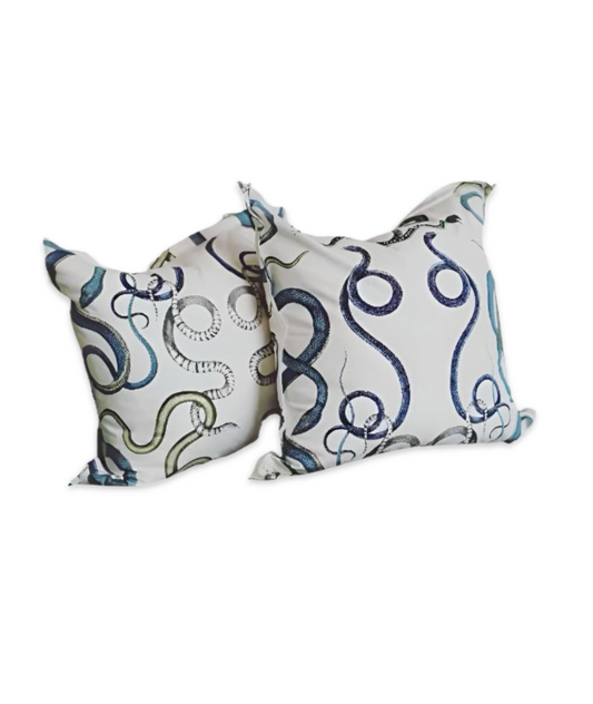 Pillow - Blue and Green Snake Cotton Print 2 available