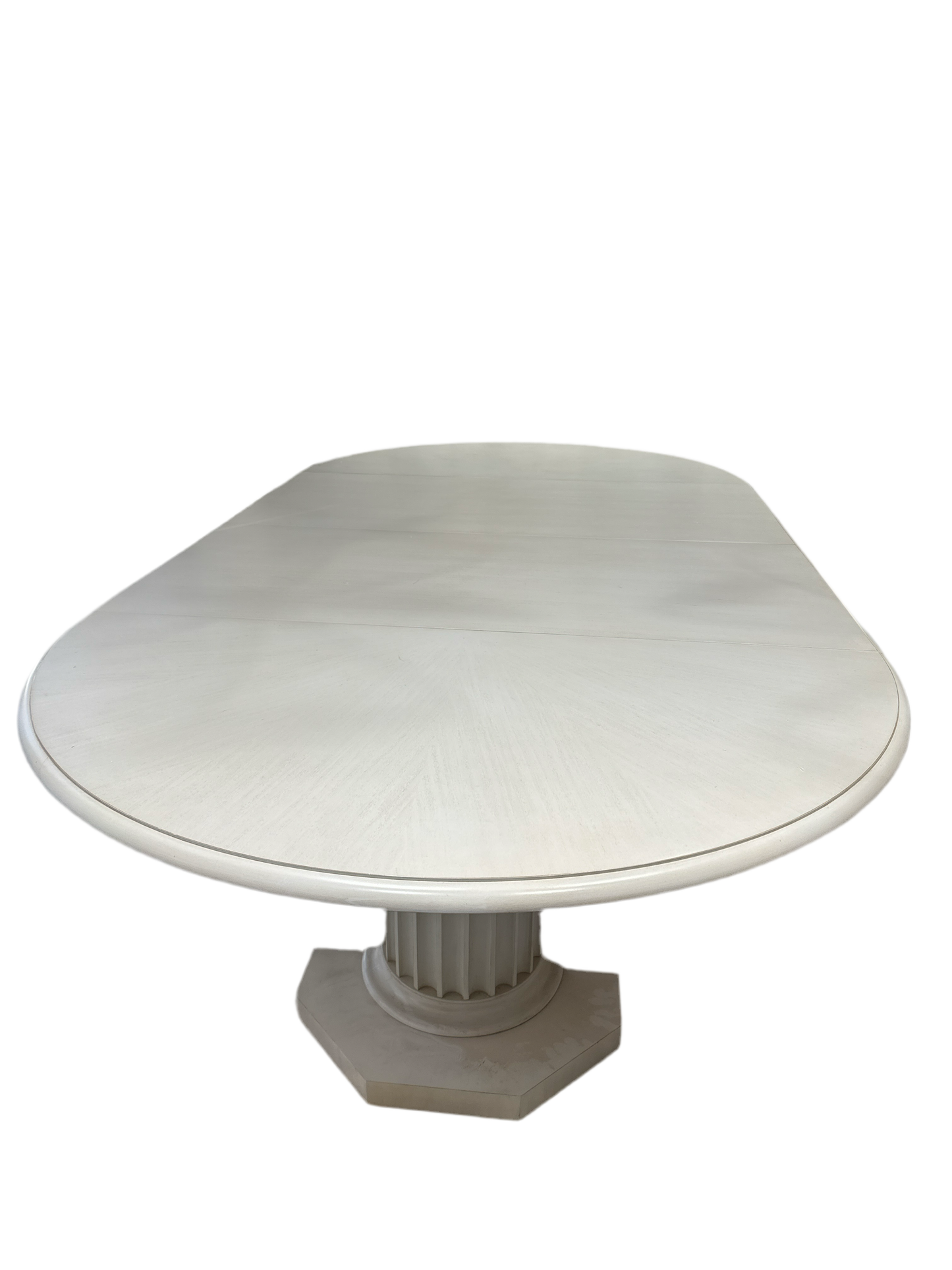 Dining Table - White Round to Oval Extension with Pedestal Base