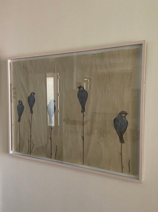 Print - "Blue Birds" framed