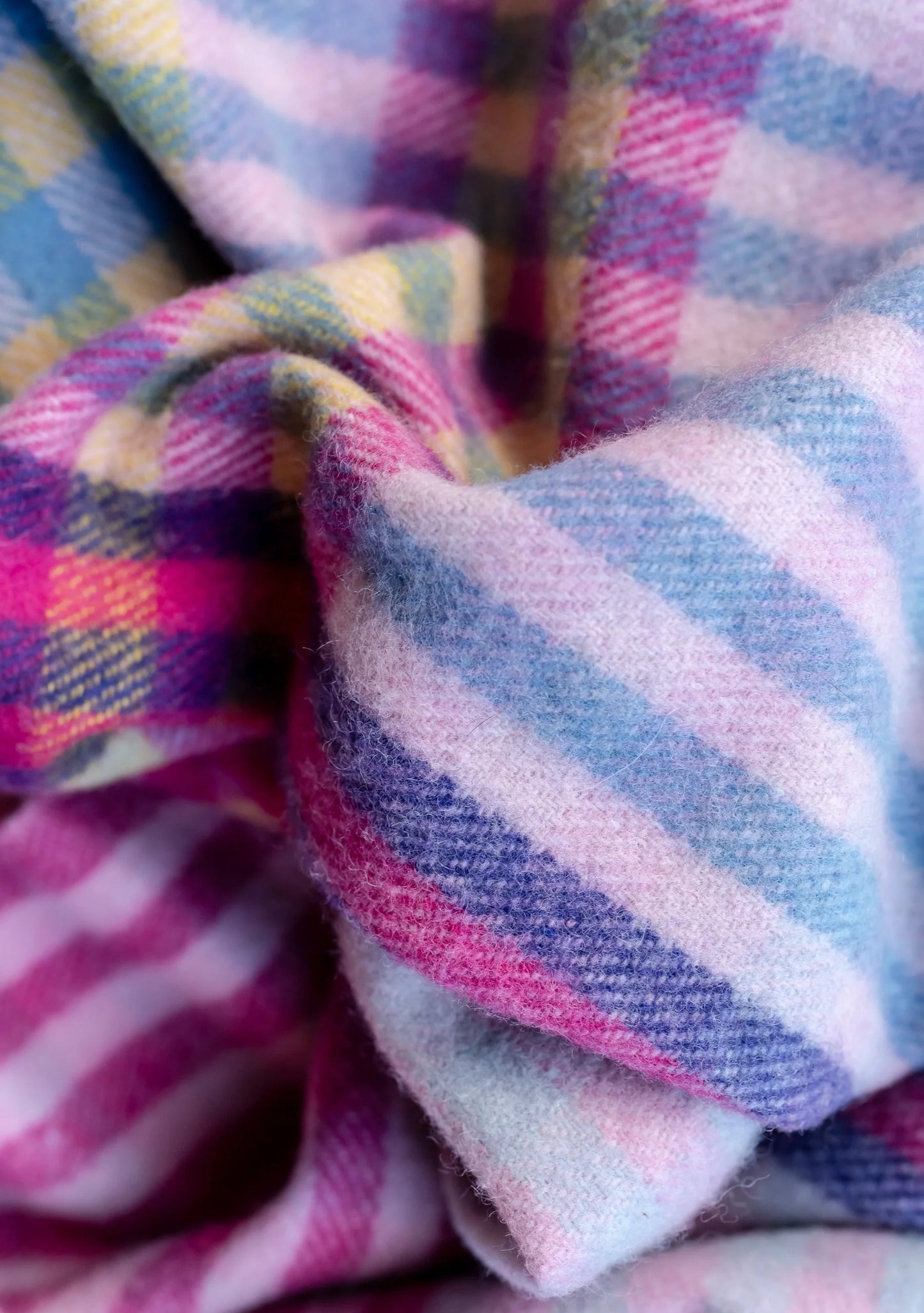 Wool Blanket - Pink Micro Gingham