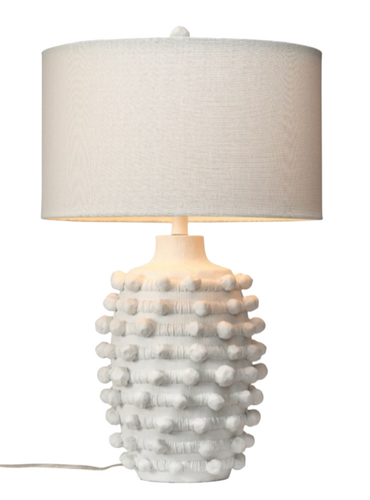 Table Lamp - White Knotted with Linen Shade