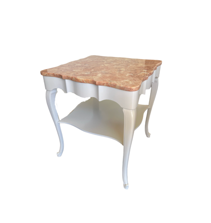 Side Table - Vintage Pink Marble with White Base