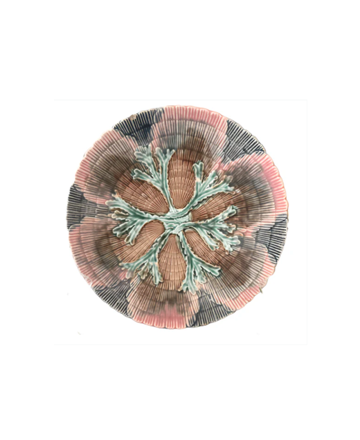 Plate - Majolica Etruscan Seaweed Pink / Grey